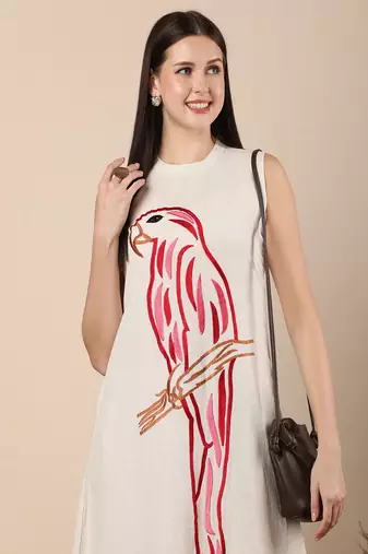 Off white colour with emboidery with khadi cotton stitch for women