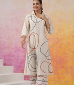 Off white colour with emboidery with khadi cotton stitch for women