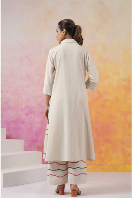 Off white colour with emboidery with khadi cotton stitch for women 4