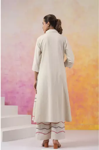 Off white colour with emboidery with khadi cotton stitch for women