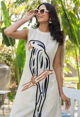 Off white colour with emboidery with khadi cotton stitch for women 4