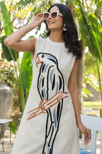 Off white colour with emboidery with khadi cotton stitch for women