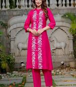 Pink colour with emboidery with cotton stitch for women