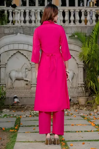 Pink colour with emboidery with cotton stitch for women