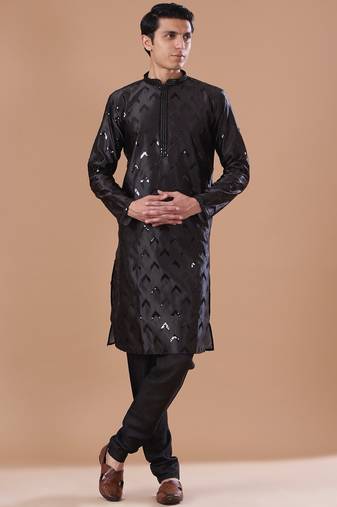 Arruga stylish fancy fabric silk sequins kurta pyjama set