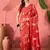 Red silk blend jacquard saree with unstitched blouse piece