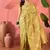 Yellow silk blend jacquard saree with unstitched blouse piece