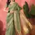 Green organza jacquard saree with unstitched blouse piece
