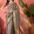 Grey organza jacquard saree with unstitched blouse piece