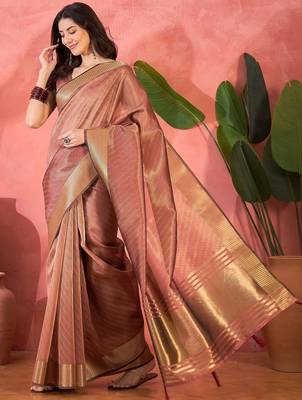 Mauve organza jacquard saree with unstitched blouse piece 2