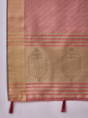 Mauve organza jacquard saree with unstitched blouse piece 5