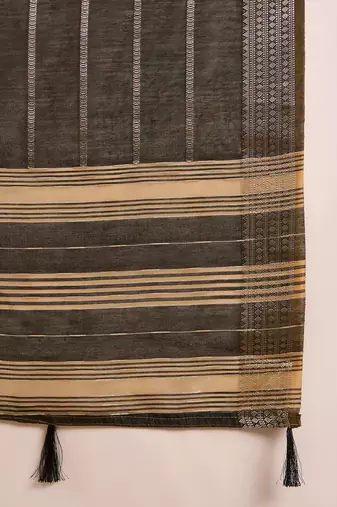 Black organza jacquard saree with unstitched blouse piece