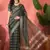 Green organza jacquard saree with unstitched blouse piece