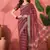 Maroon organza jacquard saree with unstitched blouse piece