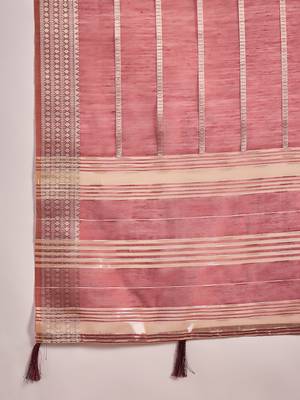 Maroon organza jacquard saree with unstitched blouse piece 5