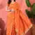 Orange silk blend jacquard saree with unstitched blouse piece