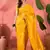 Yellow silk blend jacquard saree with unstitched blouse piece