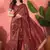 Maroon silk blend jacquard saree with unstitched blouse piece