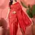 Red silk blend jacquard saree with unstitched blouse piece