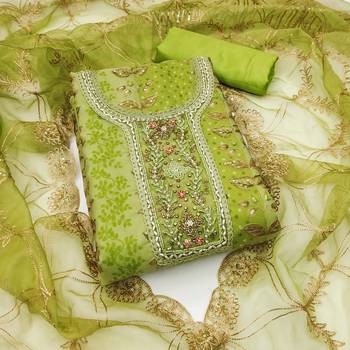 Women's green handwork dress material 2