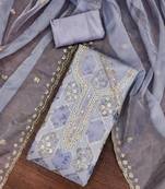 Women's grey handwork dress material