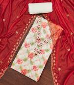 Women's white handwork dress material