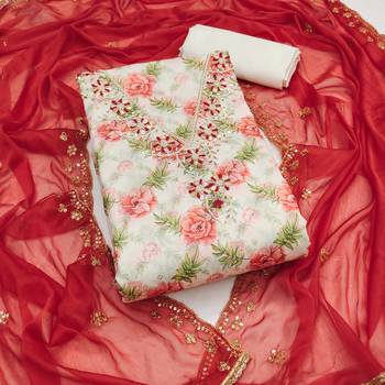 Women's white handwork dress material 2