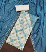 Women's white handwork dress material