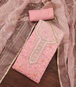 Women's pink handwork dress material