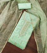 Women's mint handwork dress material