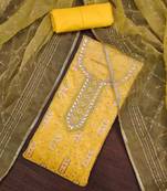 Women's yellow handwork dress material