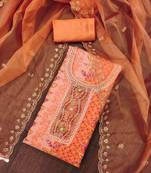 Women's orange handwork dress material