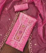Women's pink handwork dress material