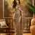 Brown organza jacquard saree with unstitched blouse piece