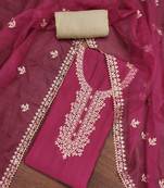 Women's pink embroidered work dress material