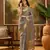 Grey organza jacquard saree with unstitched blouse piece