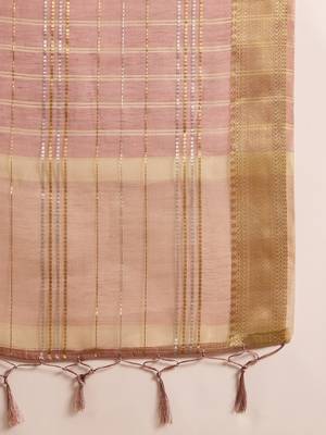 Lavender organza jacquard saree with unstitched blouse piece 5