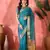 Blue organza jacquard saree with unstitched blouse piece