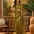 Green organza jacquard saree with unstitched blouse piece