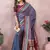Slate Grey Color Zari Weaving Handloom Kalamkari Silk Saree