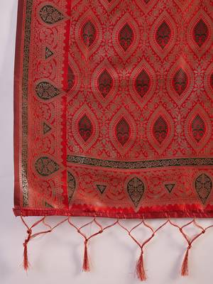 Dark green silk blend sequins work saree with unstitched blouse piece 5