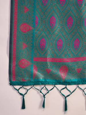 Magenta silk blend sequins work saree with unstitched blouse piece 5