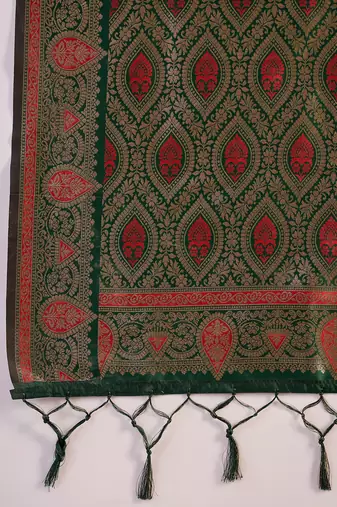 Maroon silk blend sequins work saree with unstitched blouse piece