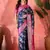 Navy blue silk blend sequins work saree with unstitched blouse piece