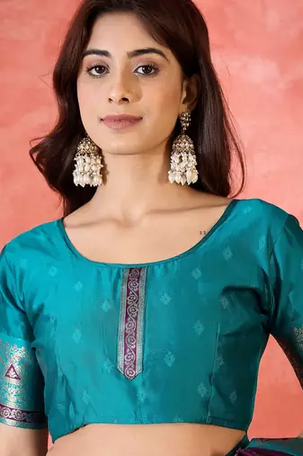 Purple silk blend sequins work saree with unstitched blouse piece