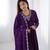 purple georgette embroidered anarkali suit with dupatta & churidar for women