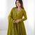 olive green georgette embroidered anarkali gown with dupatta- festive & party wear