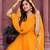 georgette mustard anarkali gown with thread & sequin work     stitched festive wear for women