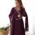 wine embroidered pure nsilk chanderi stitched anarkali gown with dupatta for festive & party wear