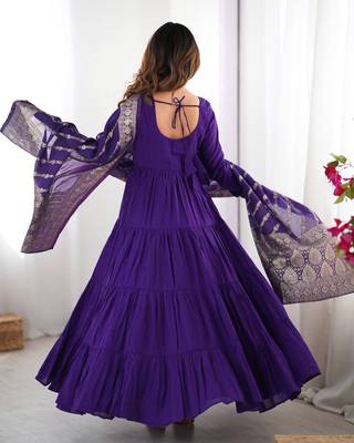 purple silk chanderi anarkali dress 5